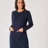 Quba & Co Navy Long Sleeve Jersey Dress With Spotted Print - Lorry Online