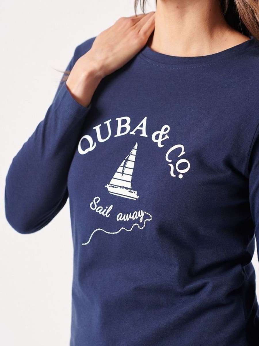 Quba & Co Vimmerby Long Sleeve Navy Quba And Co Sail Away Logo T-Shirt New