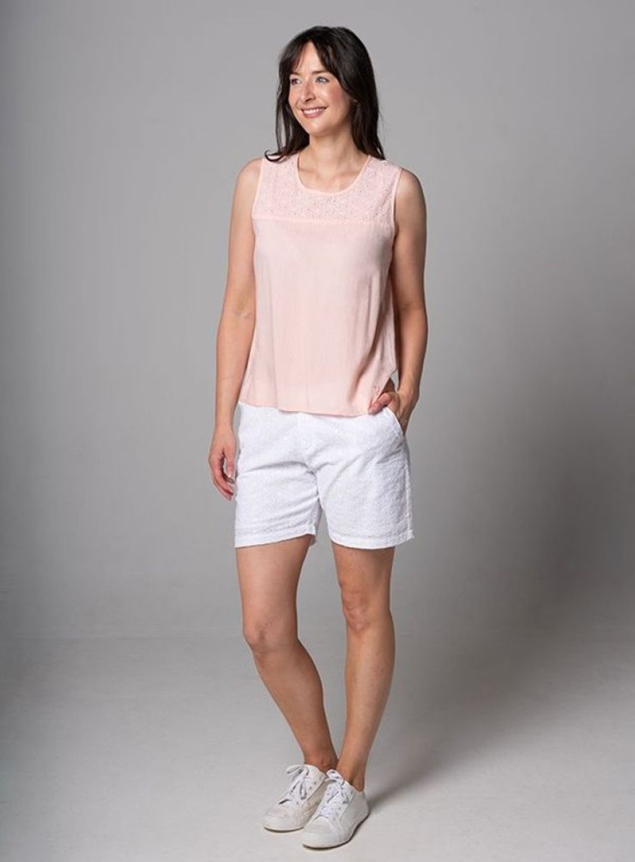 Quba & Co Corfu Broderie Top - Peony Pink Online