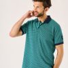 Quba & Co Hawkins Textured Stripe Green Polo Shirt Clearance