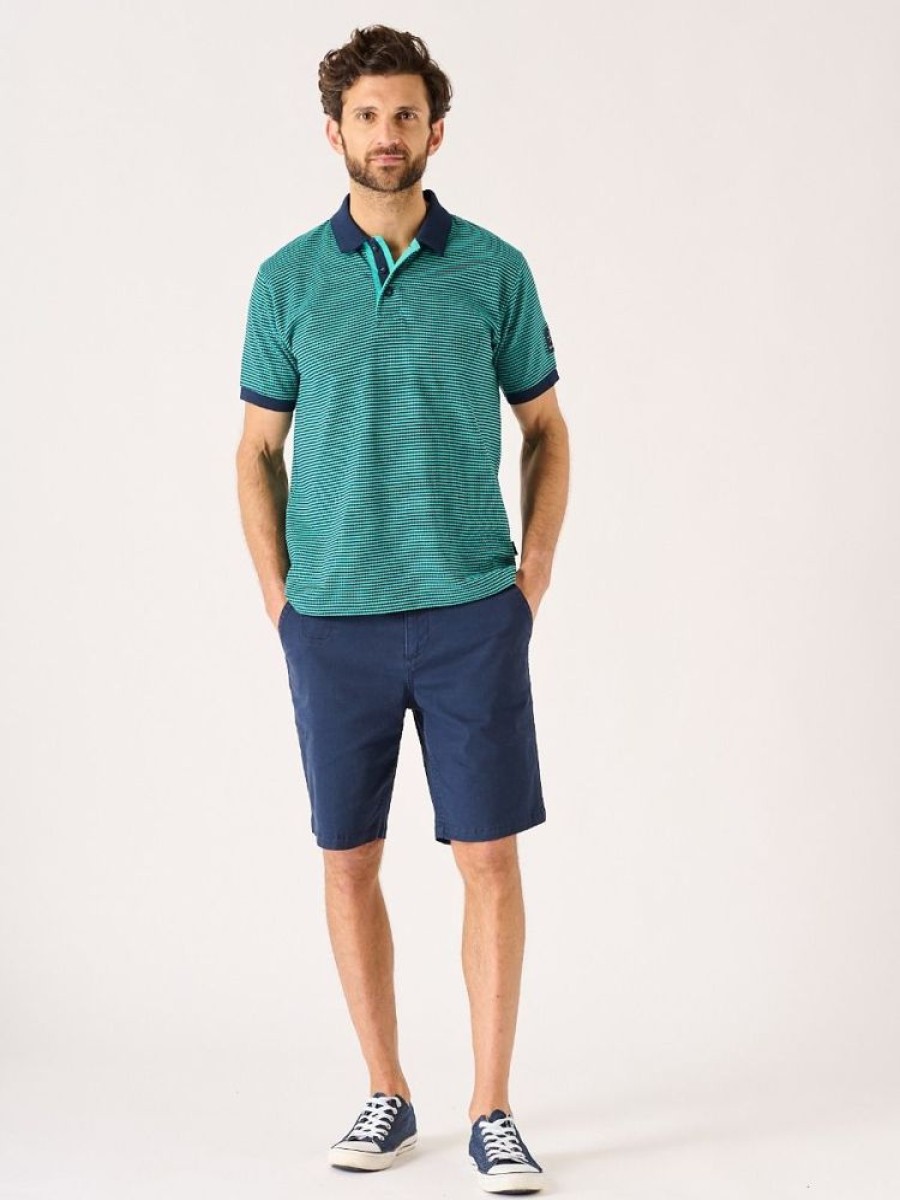 Quba & Co Hawkins Textured Stripe Green Polo Shirt Clearance