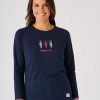 Quba & Co Navy Quba And Co Seahorse Design Long Sleeve T-Shirt - Moorhen Best