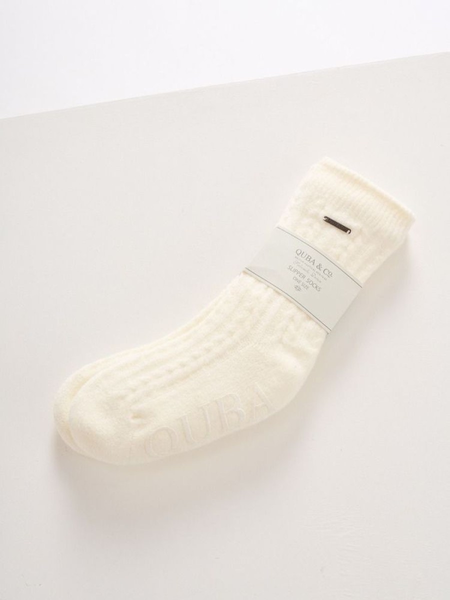 Quba & Co White Knitted Ladies Slipper Socks - Pelican Clearance