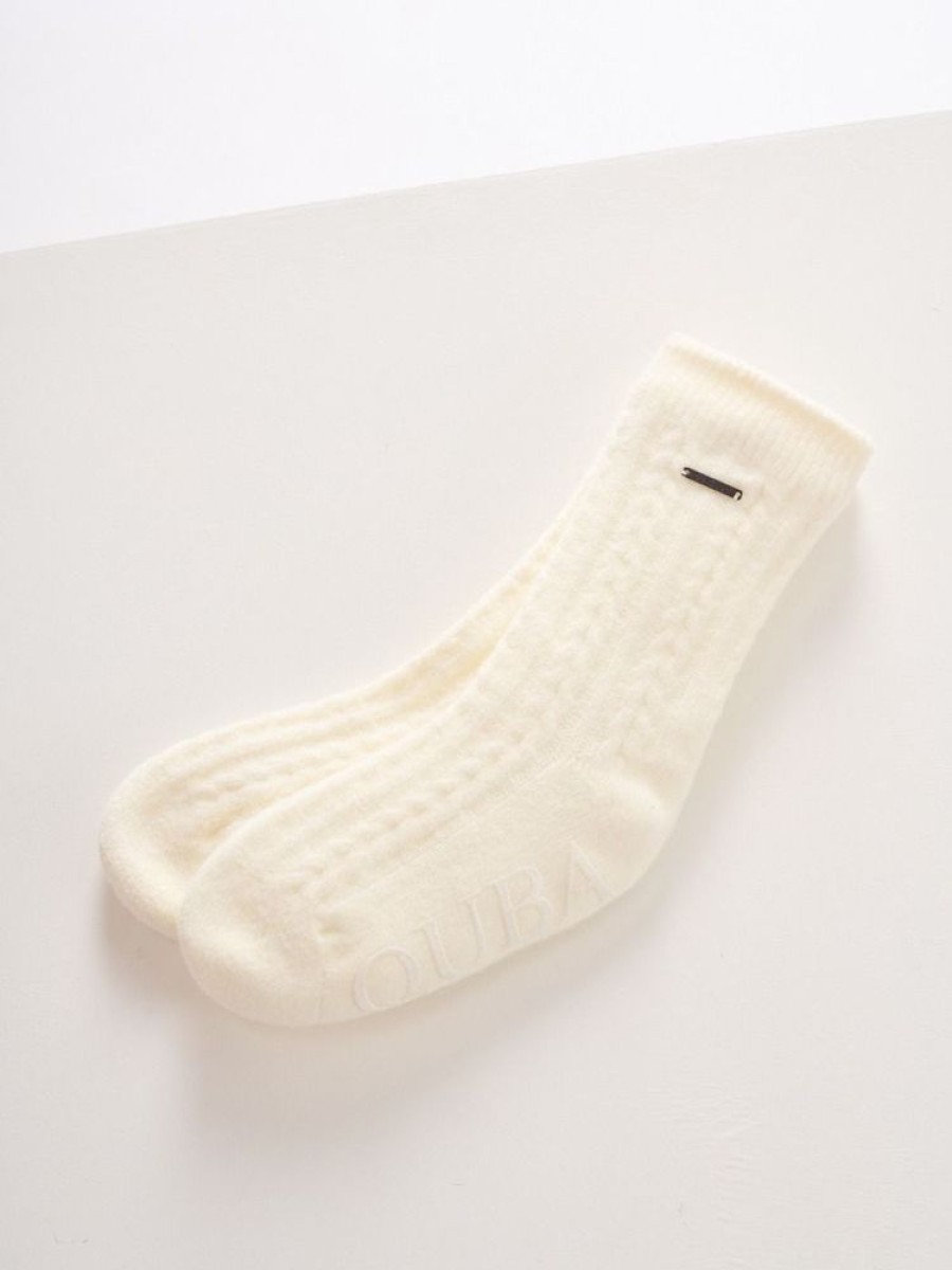 Quba & Co White Knitted Ladies Slipper Socks - Pelican Clearance