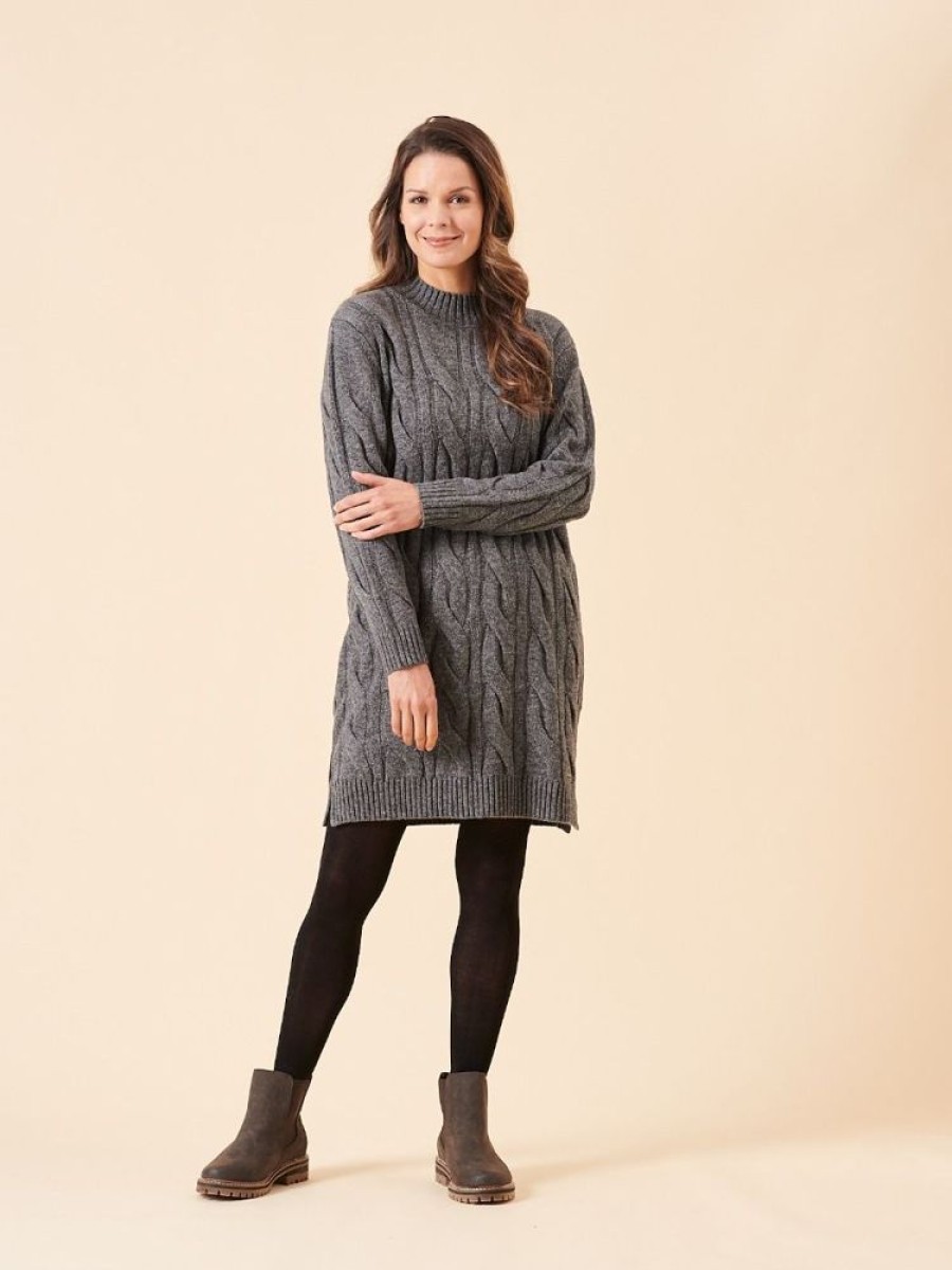 Quba & Co Karlsk Grey Marl Chunky Knitted Dress Wholesale