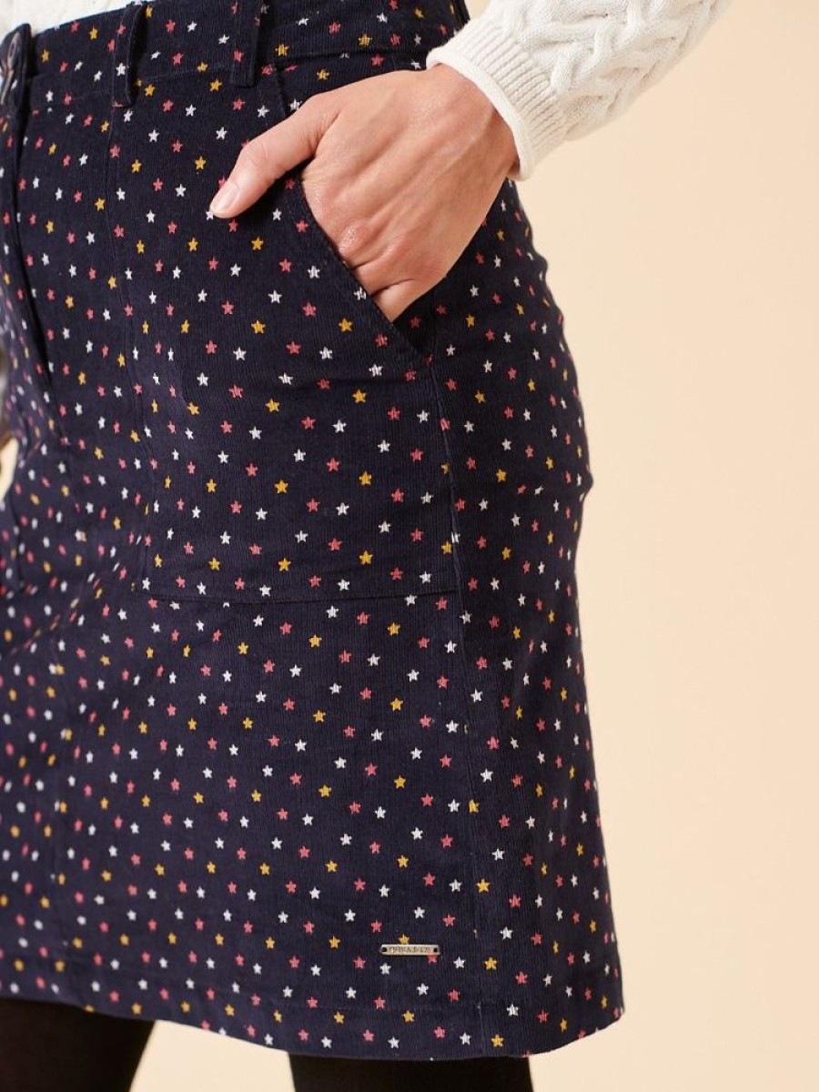 Quba & Co Skane Navy With Multicoloured Star Print Design Skirt Clearance