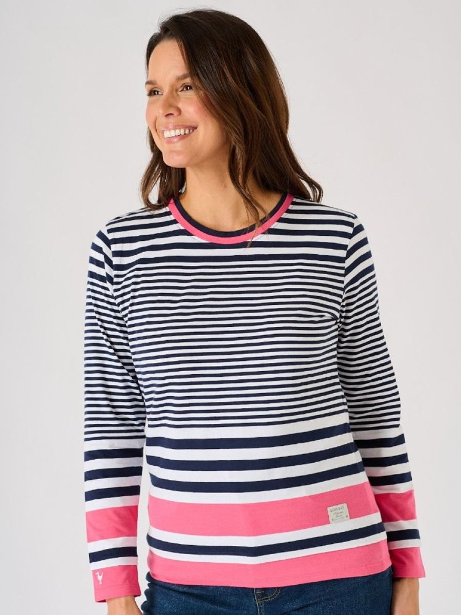 Quba & Co Navy And White Striped Long Sleeve T-Shirt - Stint Hot