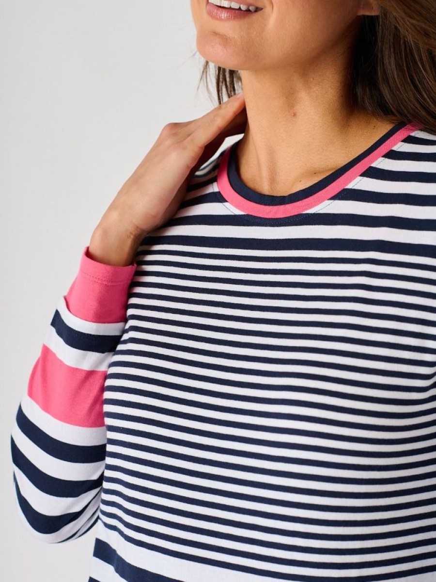 Quba & Co Navy And White Striped Long Sleeve T-Shirt - Stint Hot