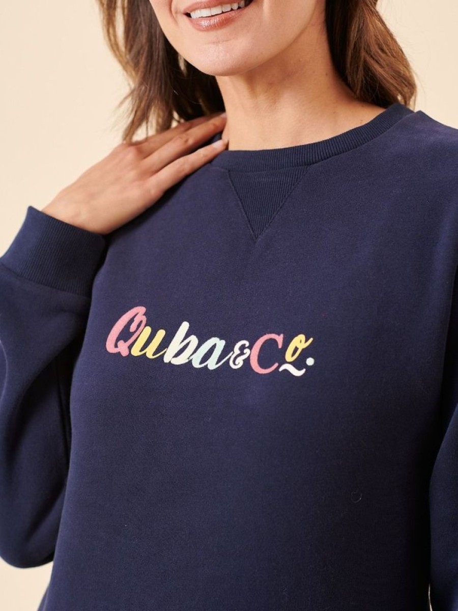 Quba & Co Norvick Navy Quba And Co Logo Sweatshirt Clearance