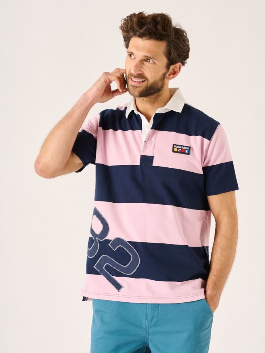 Quba & Co Pink Striped X-Series Short Sleeve Rugby Shirt - Watson New