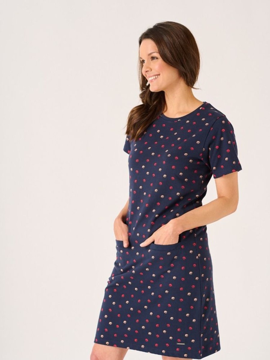 Quba & Co Witham Navy Shell Print Dress Clearance