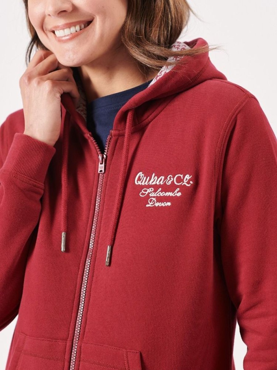 Quba & Co Eket Zip Red Hooded Sweatshirt Best