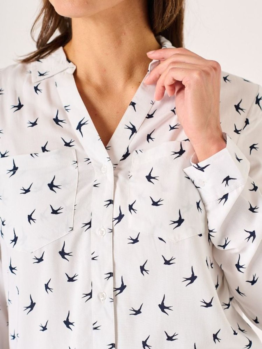 Quba & Co White Swallow Print Shirt - Isla Best