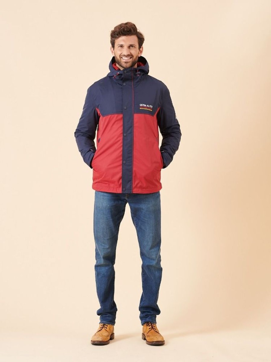 Quba & Co Ambleson Navy And Red Waterproof Jacket Best