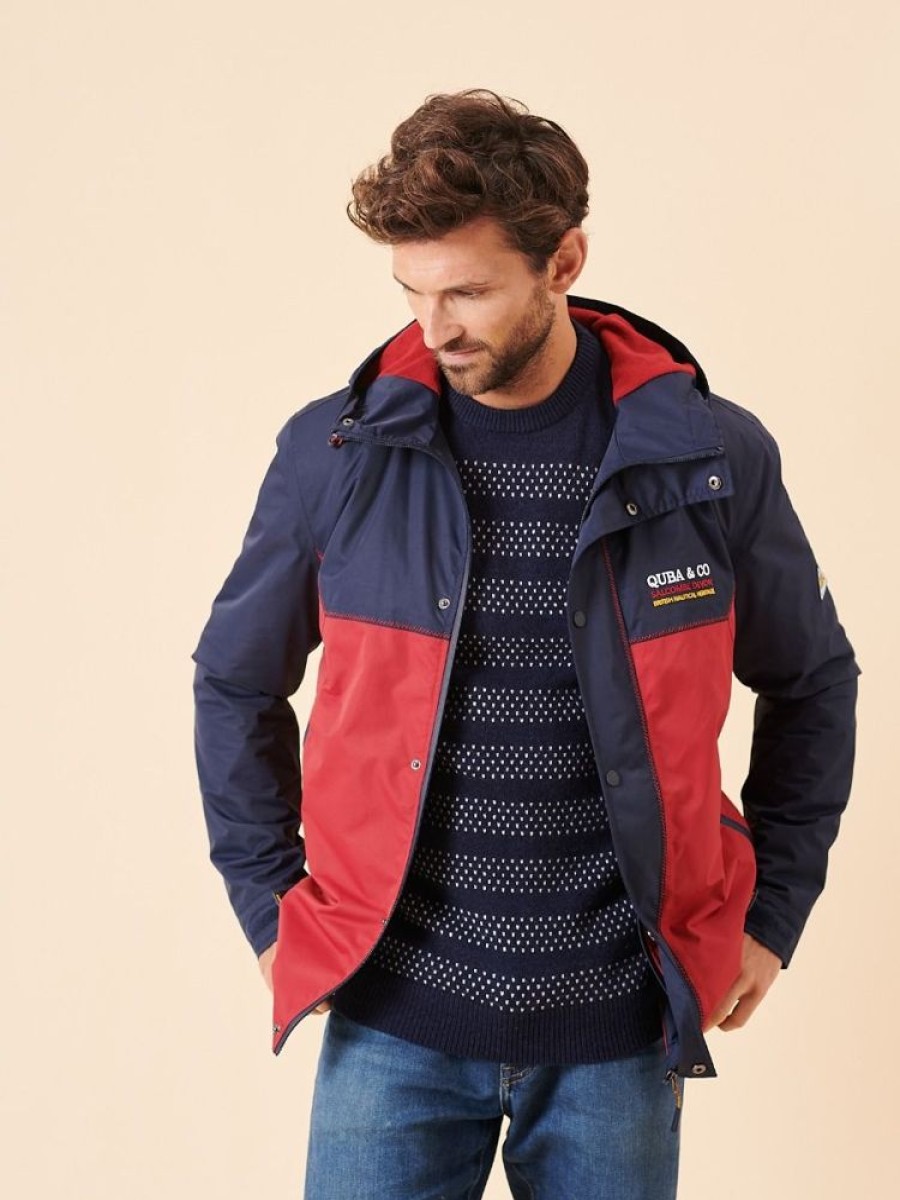 Quba & Co Ambleson Navy And Red Waterproof Jacket Best