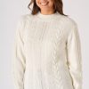 Quba & Co White Cable Knit Jumper - Fantail Wholesale