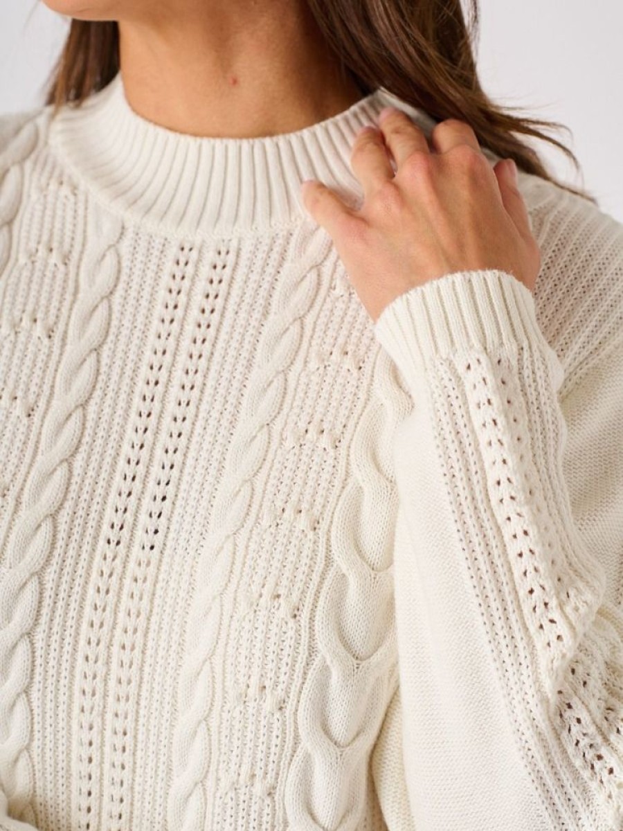 Quba & Co White Cable Knit Jumper - Fantail Wholesale