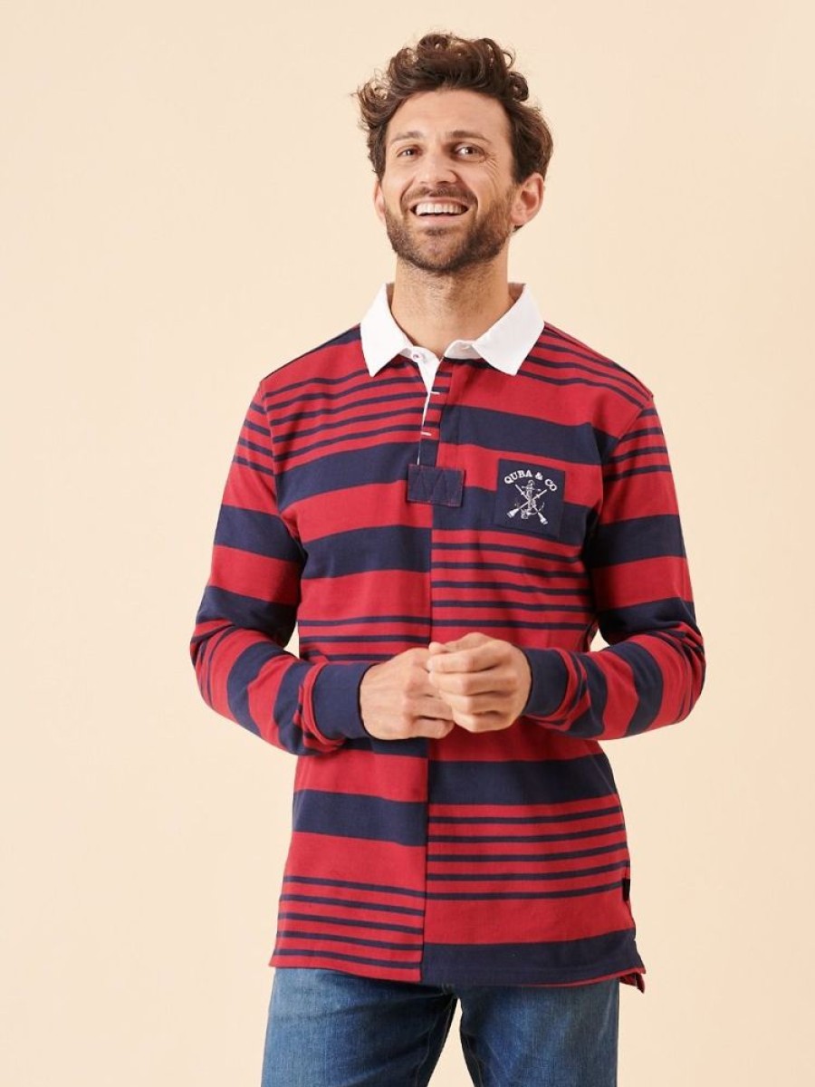 Quba & Co Red And Navy Striped Long Sleeve Rugby Shirt - Anwil Wholesale