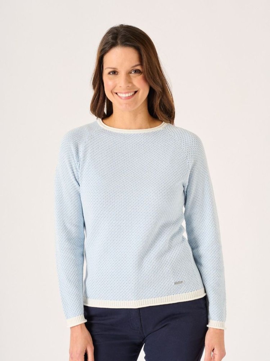 Quba & Co Sky Blue Textured Crew Neck Jumper - Barbow Wholesale