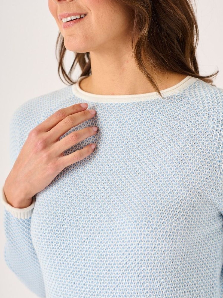 Quba & Co Sky Blue Textured Crew Neck Jumper - Barbow Wholesale