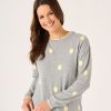 Quba & Co Lazon Grey And Yellow Polka Dot Jumper New