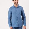 Quba & Co Perroy Brushed Slate Blue Twill Shirt Best