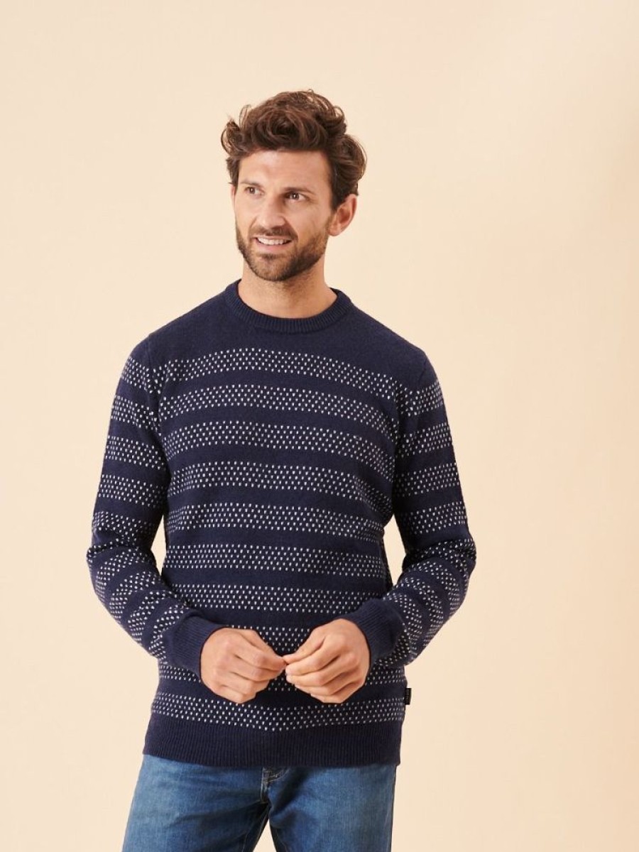 Quba & Co Kriens Merino Rich Navy And White Jumper Wholesale