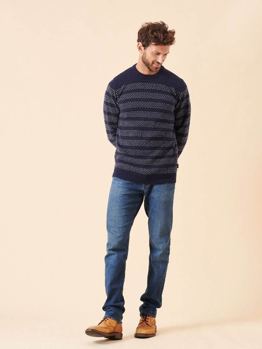 Quba & Co Kriens Merino Rich Navy And White Jumper Wholesale