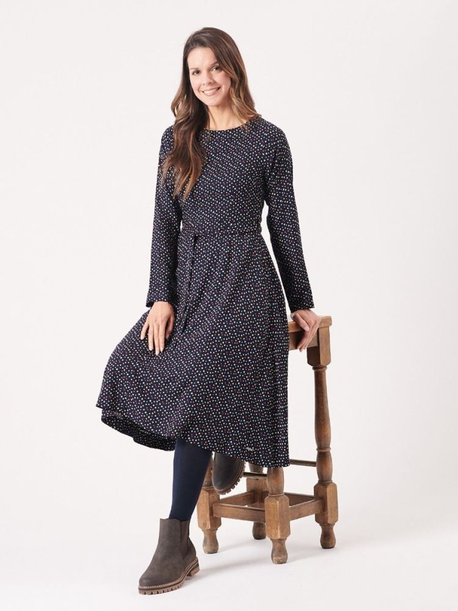 Quba & Co Marlar Navy And Multicoloured Spot Dress Best