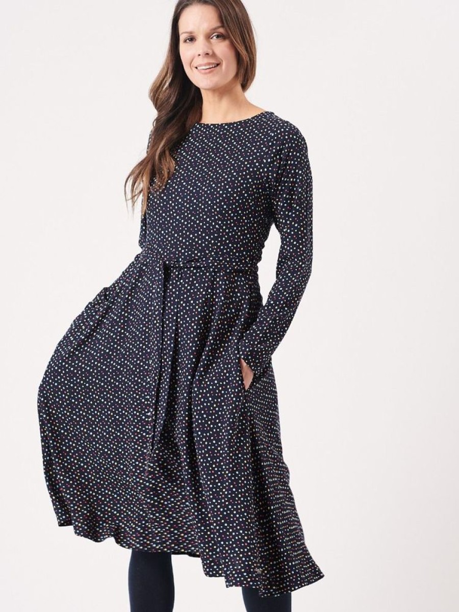 Quba & Co Marlar Navy And Multicoloured Spot Dress Best