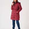 Quba & Co Cherry Red Fleece Lined Belted Puffer Coat - Hagfors Clearance