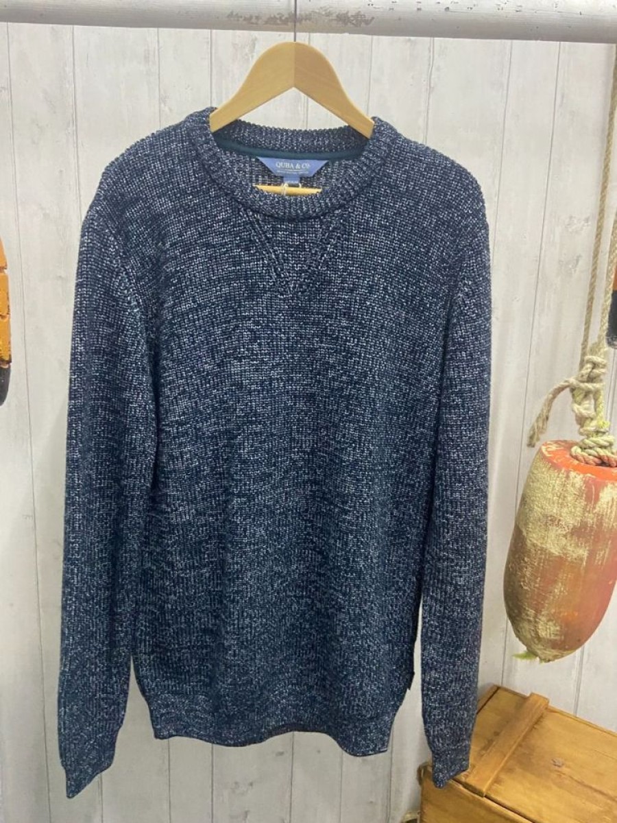 Quba & Co Navy And White Lifestyle Twisted Yarn Knitted Jumper - Chinto Best