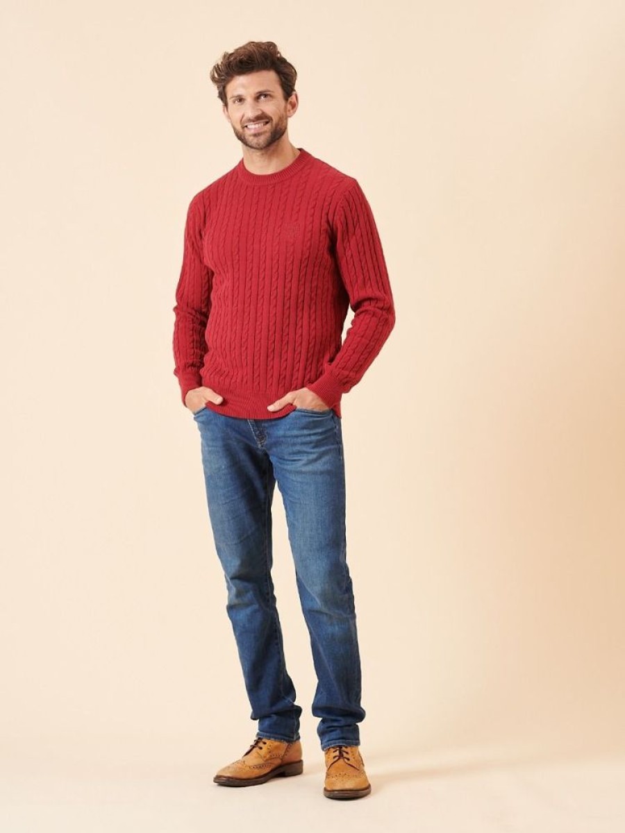 Quba & Co Moritz Red Cable Knit Jumper Clearance