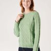 Quba & Co Handforth Green Cable Knit Jumper New