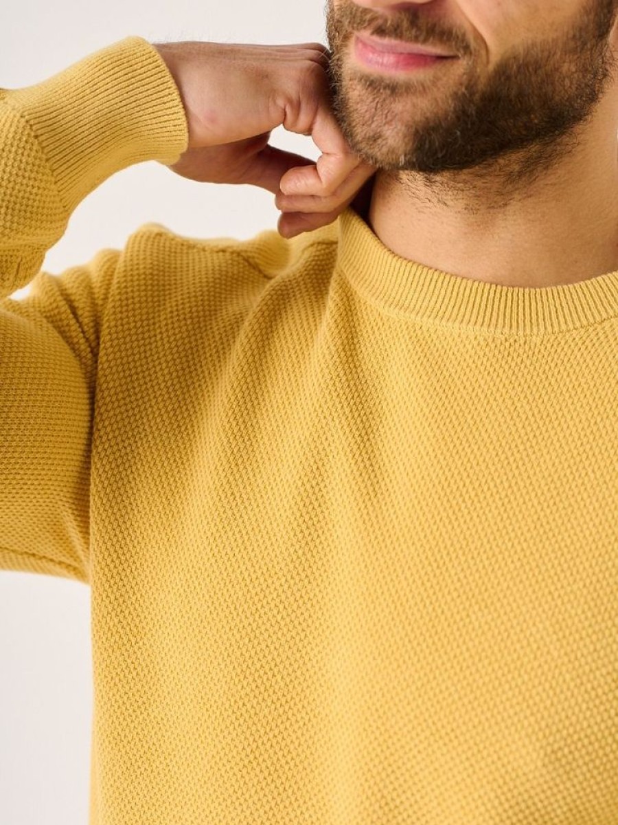 Quba & Co Kentmoore Dusty Yellow Crew Neck Jumper Hot