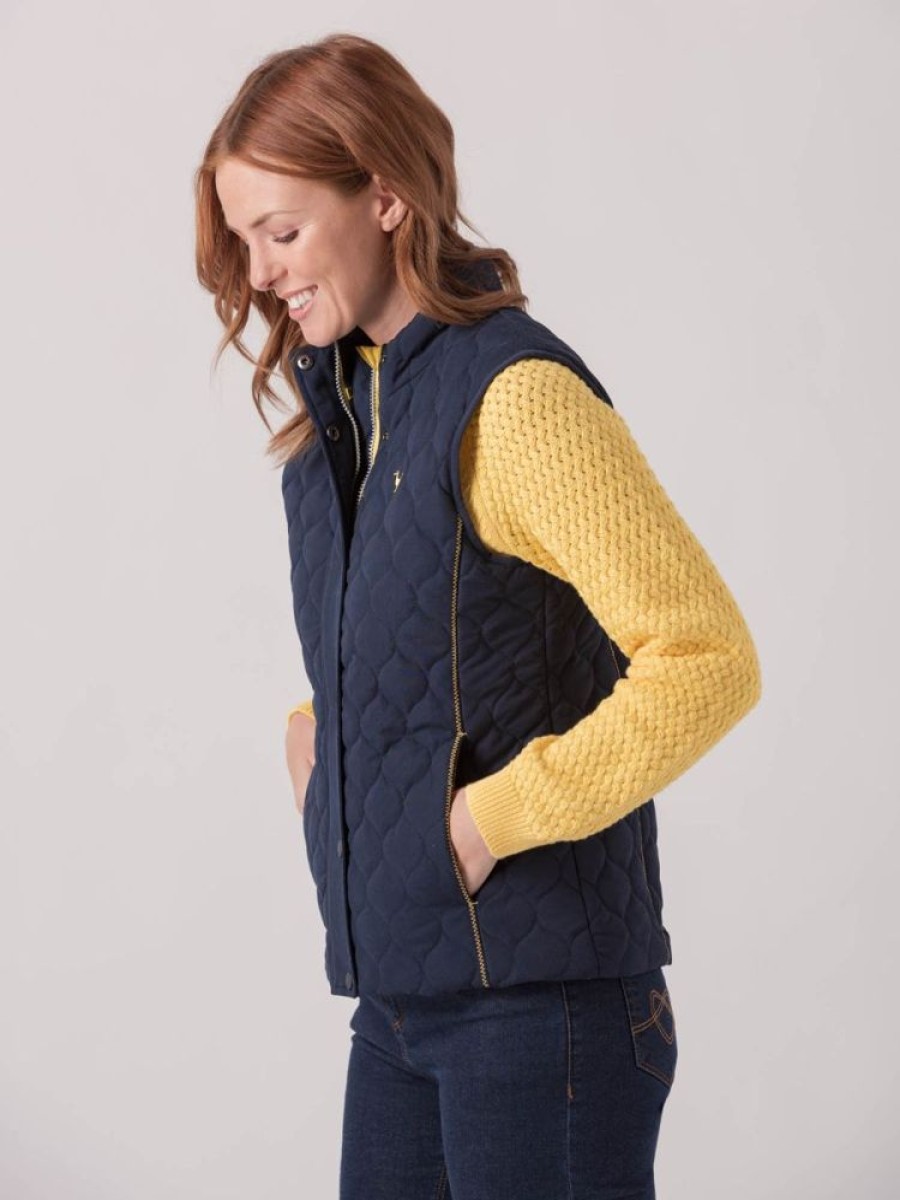 Quba & Co Lamium Showerproof Navy Quilted Gilet New