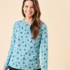 Quba & Co Norr Long Sleeve Sea Green T-Shirt With Bird And Leaf Design Online