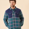 Quba & Co Stamm Navy And Green Tartan Design Quilted Shacket Wholesale