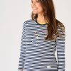 Quba & Co Navy And White Striped Penguin Design Long Sleeve T-Shirt - Hatcher New