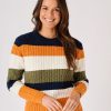 Quba & Co Multicoloured Striped Cable Knit Jumper -Gilcombe Clearance