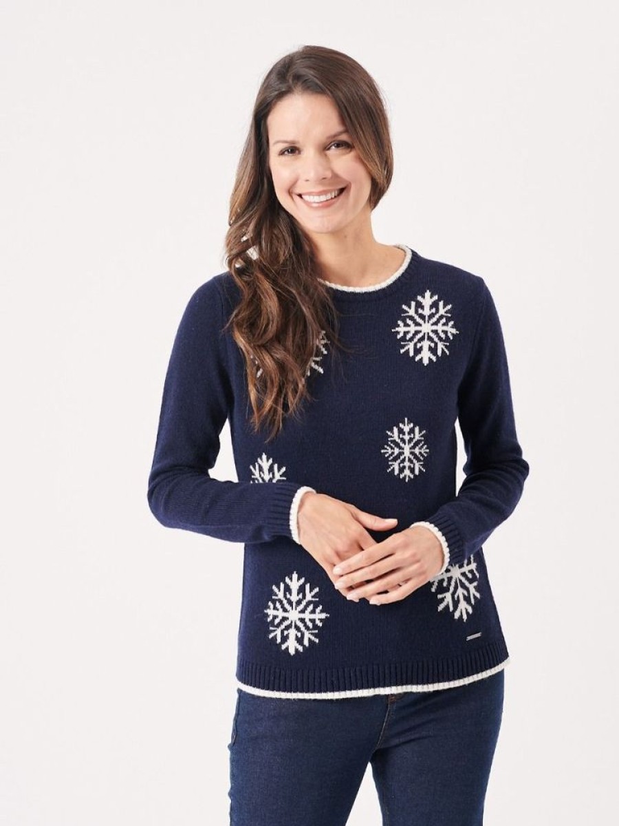 Quba & Co Boras Navy Snowflake Design Jumper Best