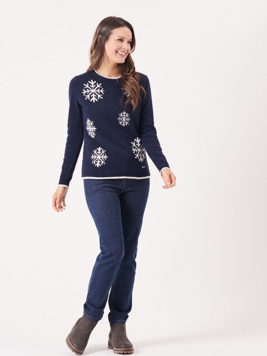 Quba & Co Boras Navy Snowflake Design Jumper Best