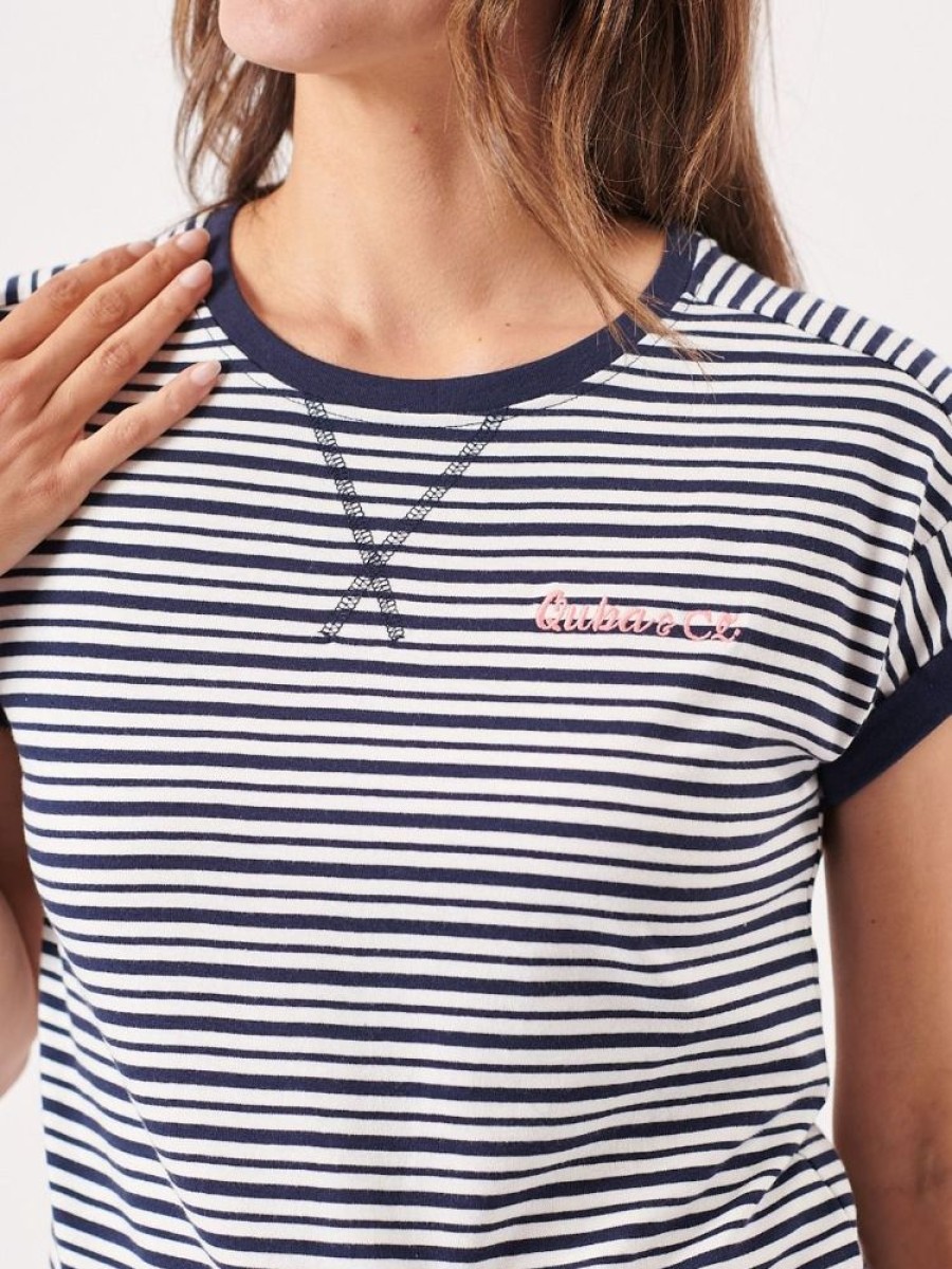 Quba & Co Are Navy And White Striped T-Shirt Best