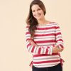 Quba & Co Hudik Red And White Striped Side Tie Long Sleeved T-Shirt Wholesale