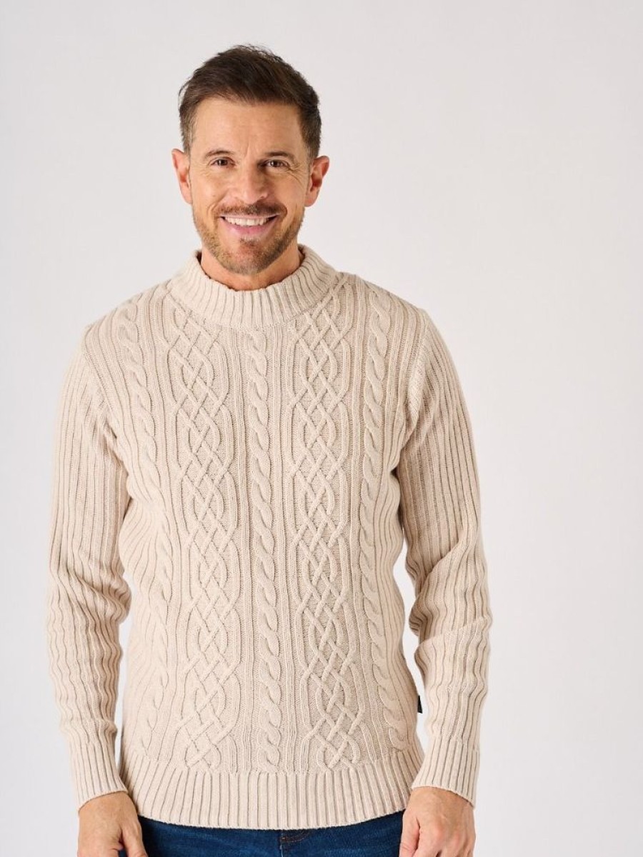 Quba & Co Oatmeal White Lifestyle Cable Knit Jumper -Jobe Clearance