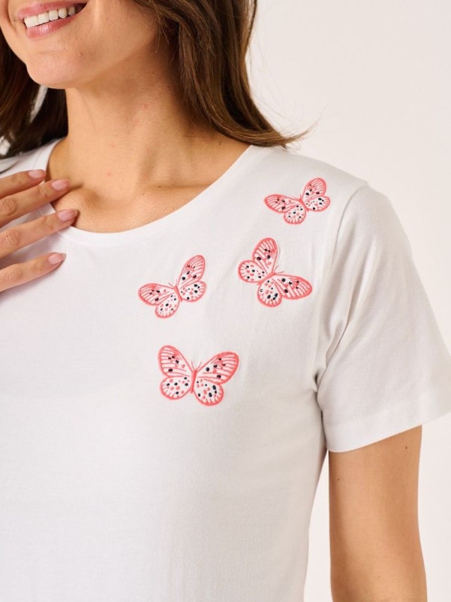 Quba & Co Loca White Butterfly Design T-Shirt Clearance