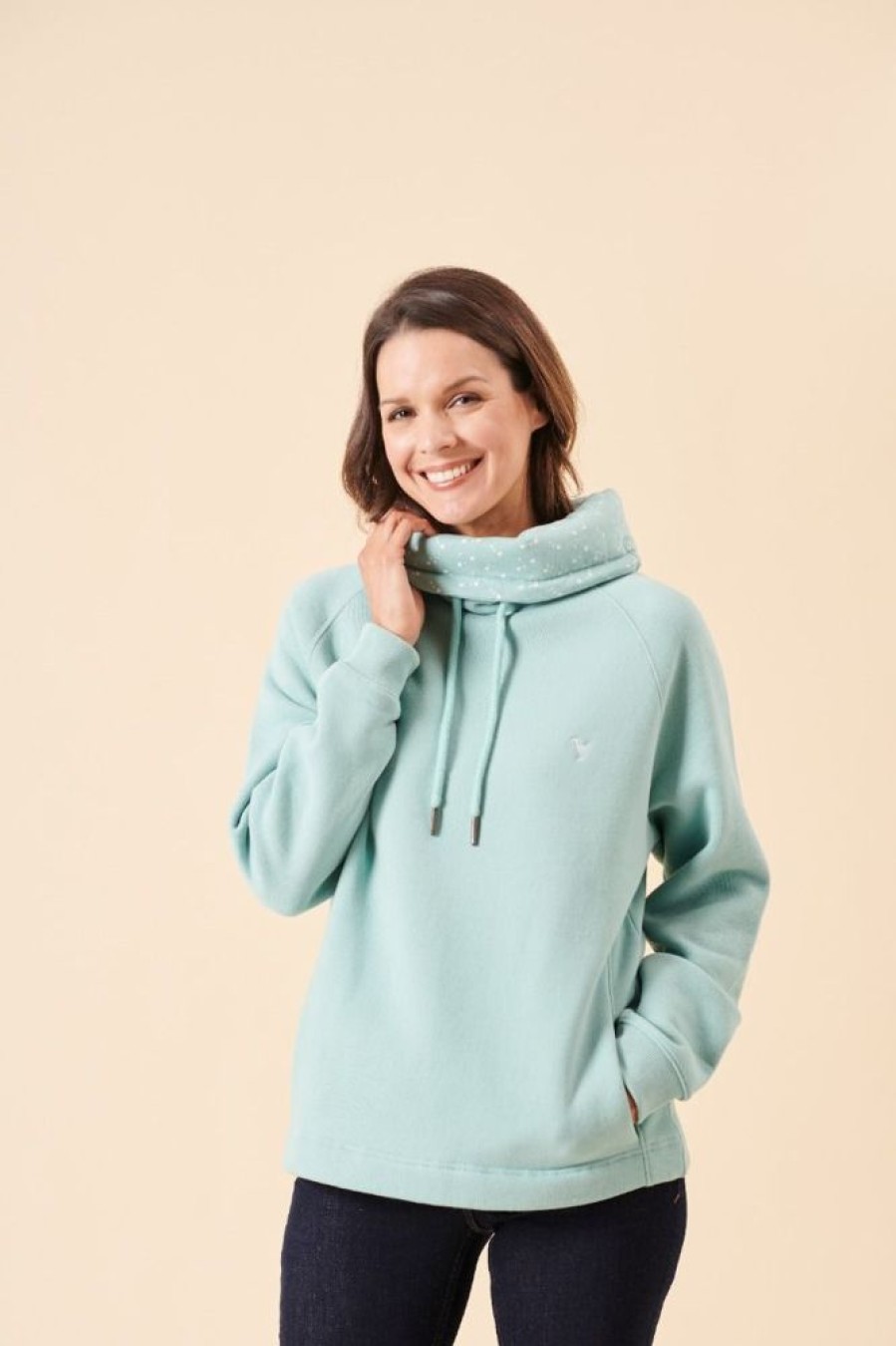 Quba & Co Marr Cowl Neck Mint Green Sweatshirt New