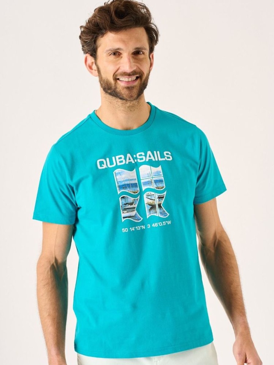 Quba & Co Florus Quba Sails Splash Blue Graphic Boat Design T-Shirt Wholesale