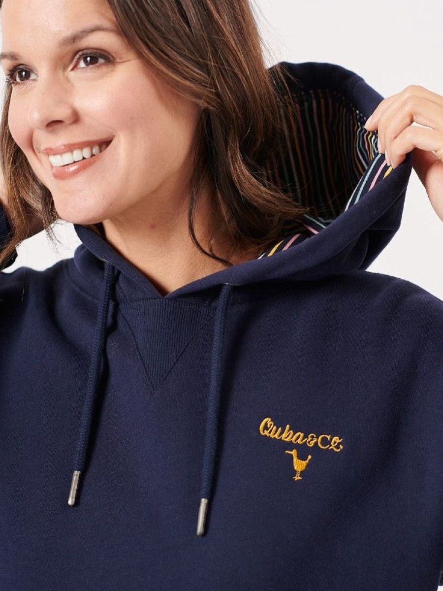 Quba & Co Donso Stripe Ladies Navy Hoodie Clearance