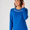 Quba & Co Blue Long Sleeve Nautical Printed Neck T-Shirt - Grebe Clearance